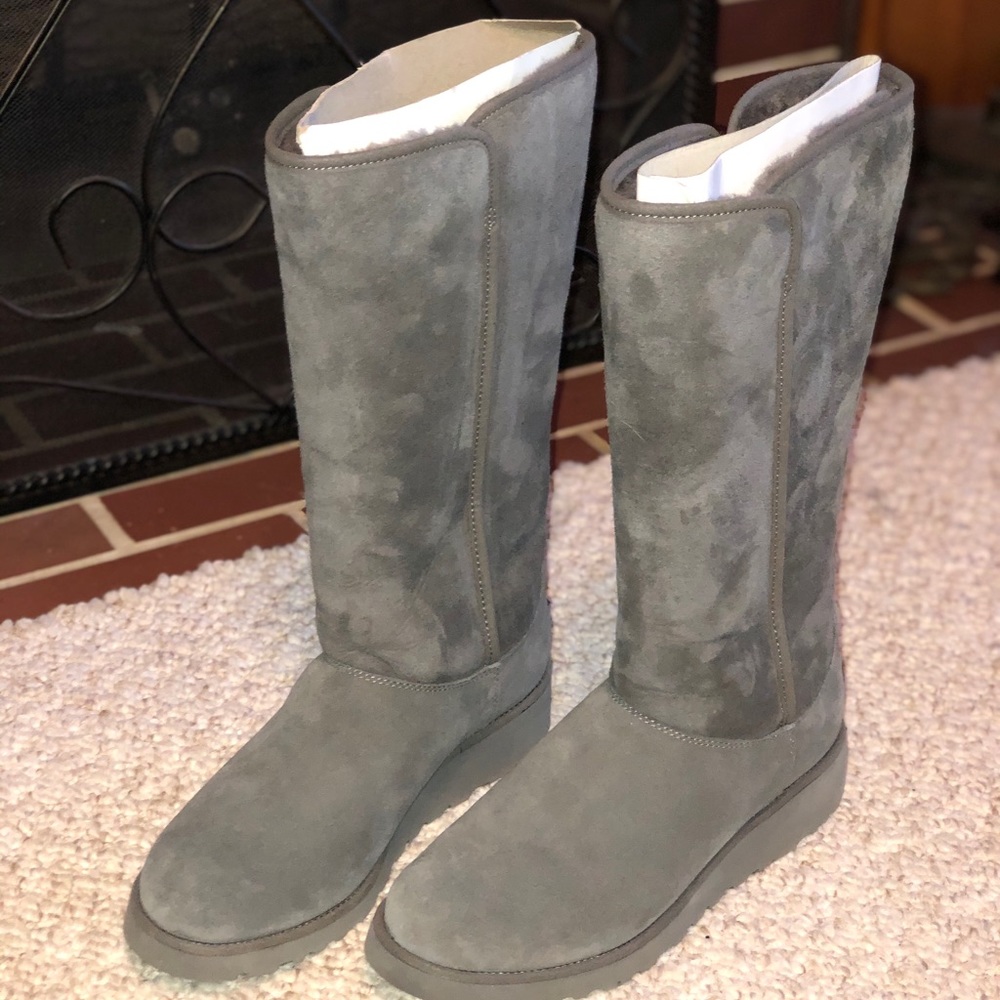 Ugg Tall Gray Shearling-Lined Boots